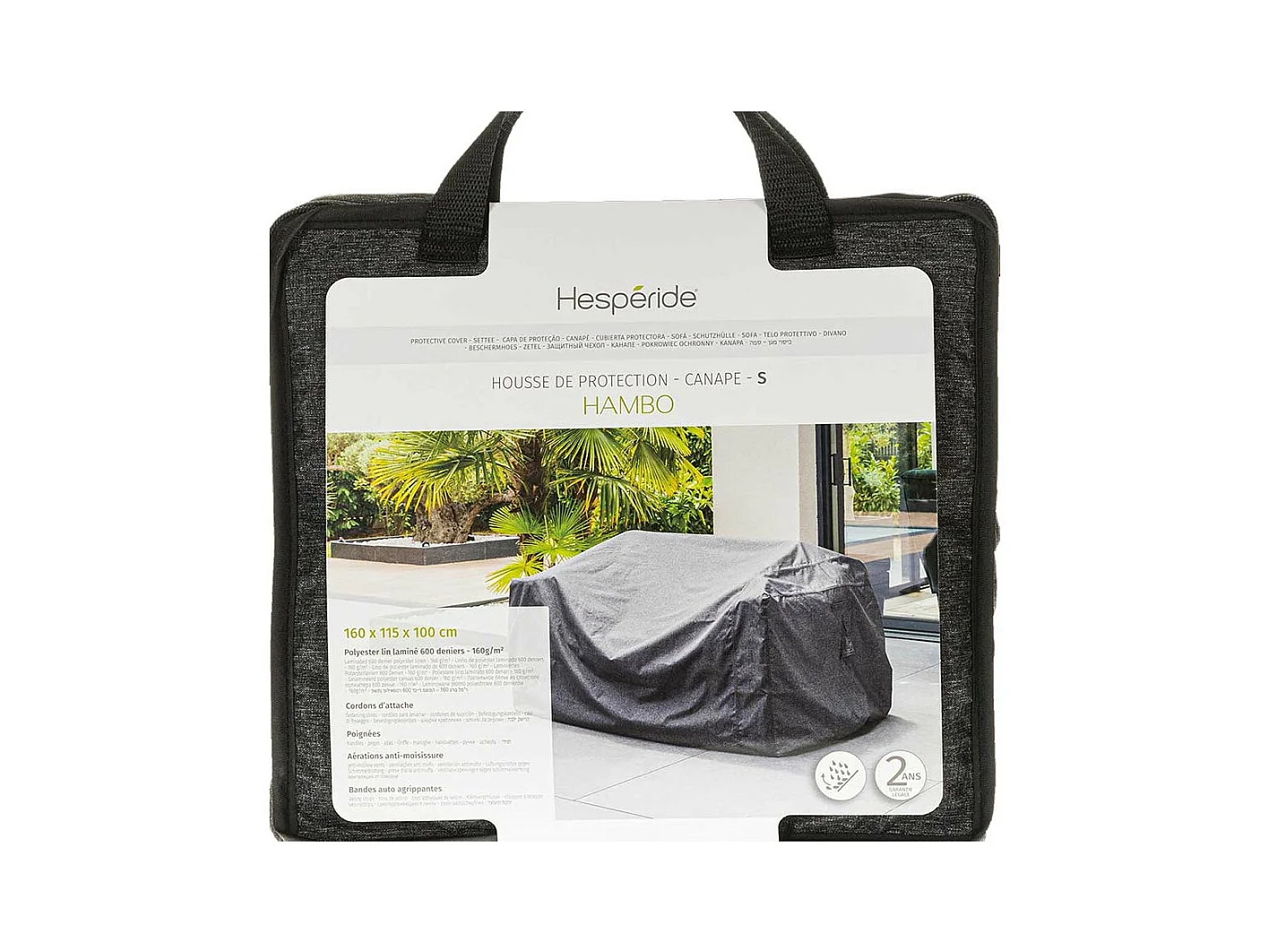 Housse pour canapé Hambo S gris - 160 x 115 x 100 cm - Hespéride