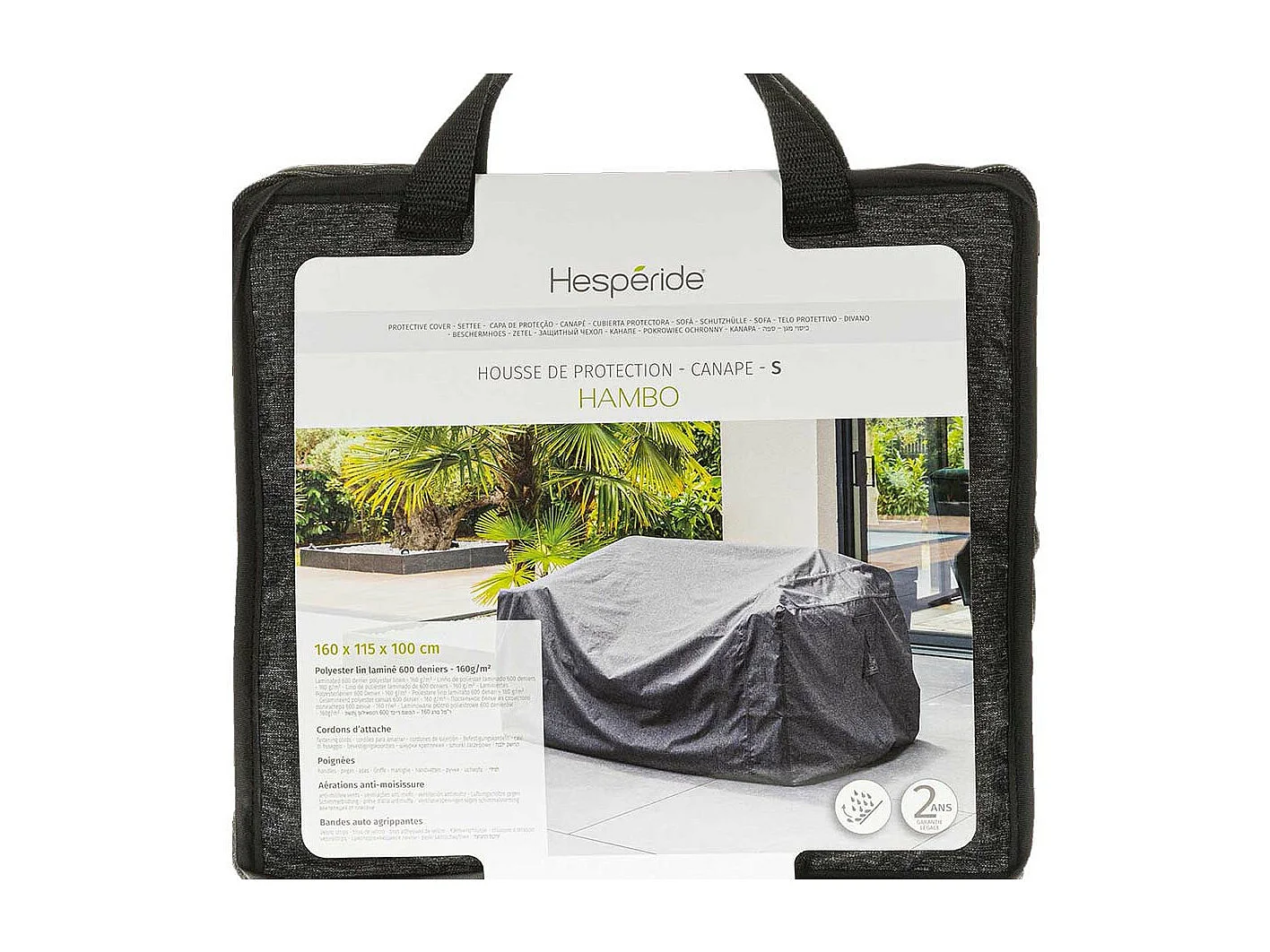 Housse pour canapé Hambo S gris - 160 x 115 x 100 cm - Hespéride