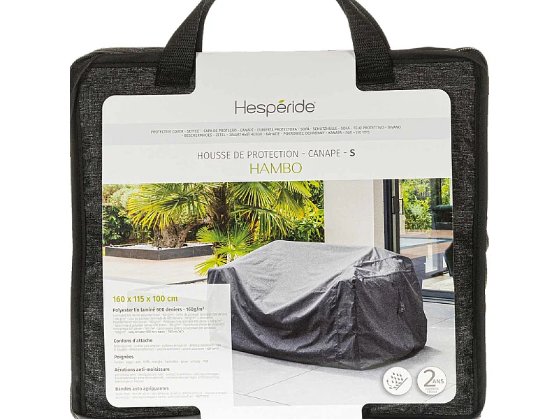 Housse pour canapé Hambo S gris - 160 x 115 x 100 cm - Hespéride