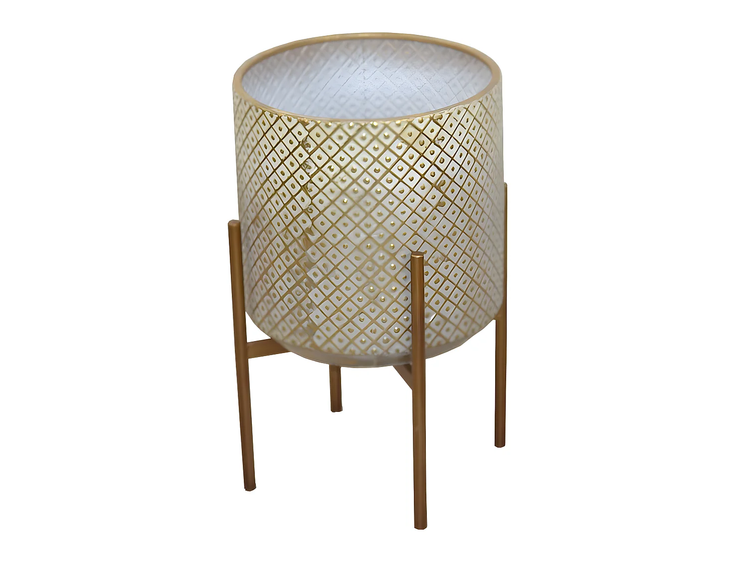 Jardinières porte-fleurs galbé en métal argentée 30 x 30 x 42 cm 05_0000403