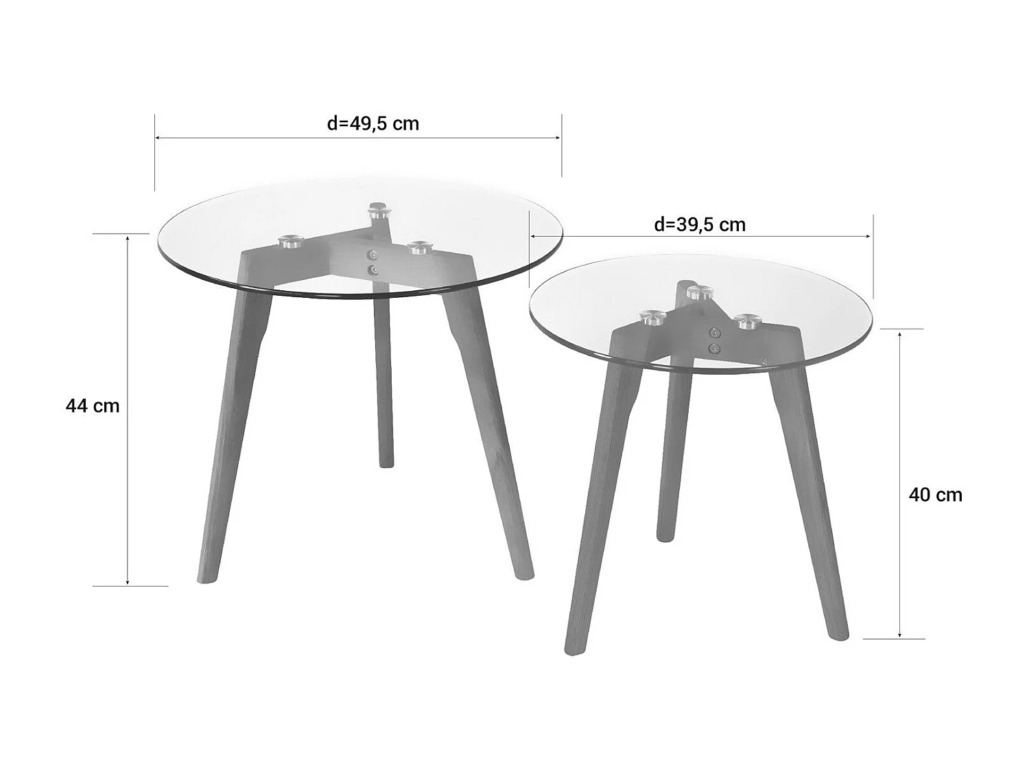 Set de deux tables bois 50 x 50 x 45 cm TABA06006