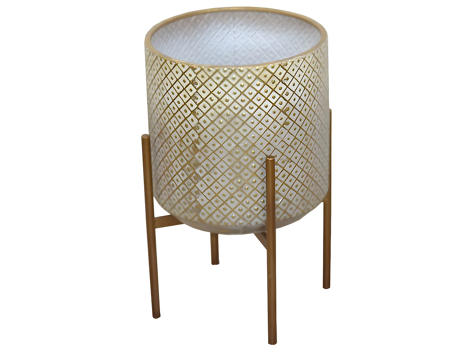 Jardinières porte-fleurs galbé en métal argentée 32 x 32 x 53 cm 05_0000404