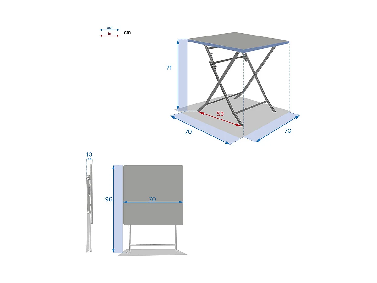Table carré Greensboro Bleu Pétrol - 2 places - Hespéride