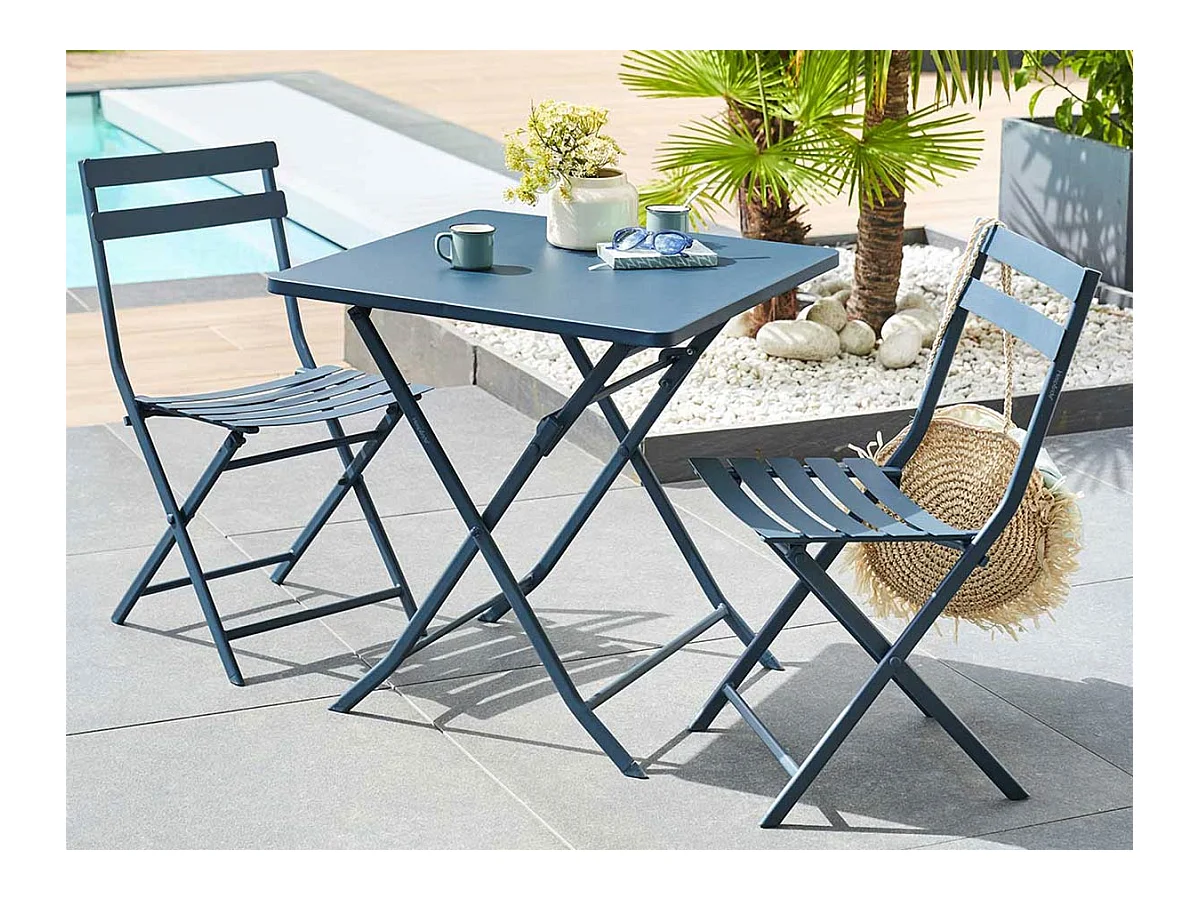 Table carré Greensboro Bleu Pétrol - 2 places - Hespéride