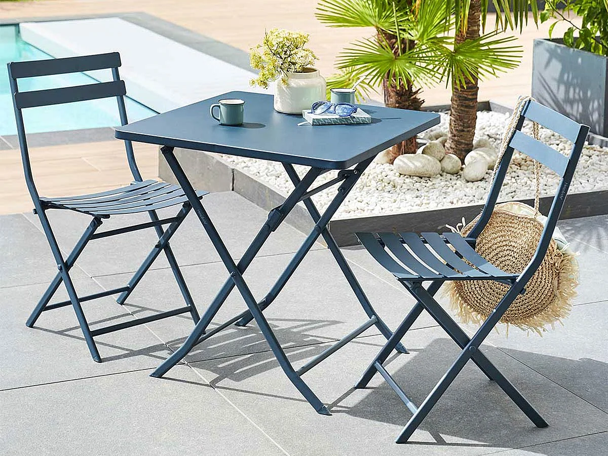 Table carré Greensboro Bleu Pétrol - 2 places - Hespéride