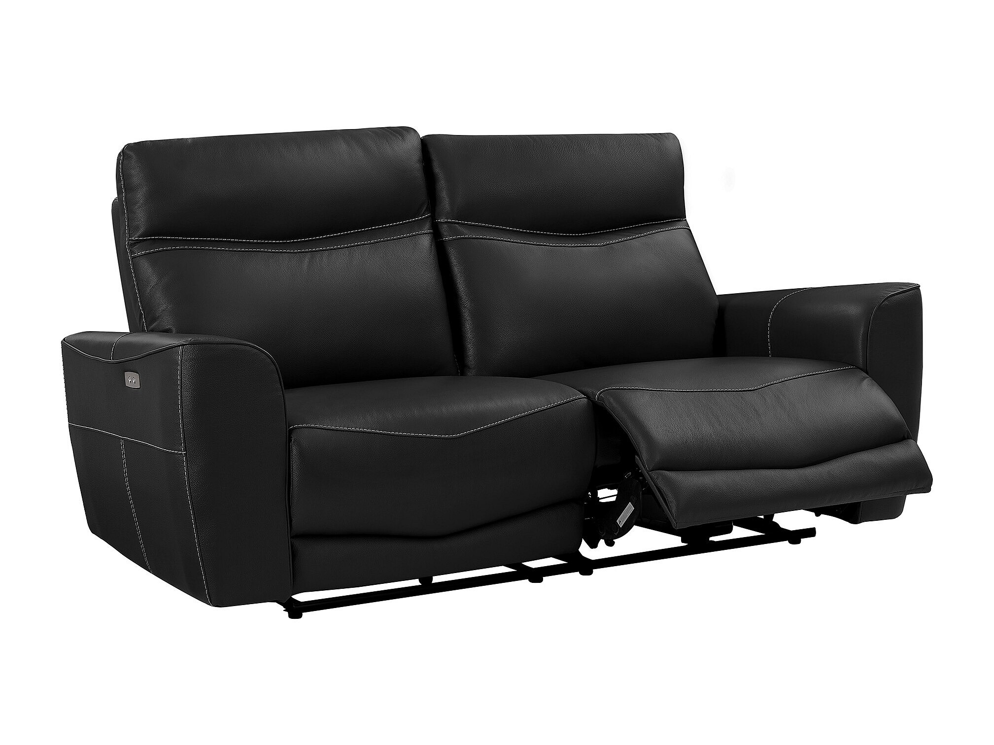Relaxsofa 3Sitzer elektrisch Rindsleder Schwarz DAMON günstig