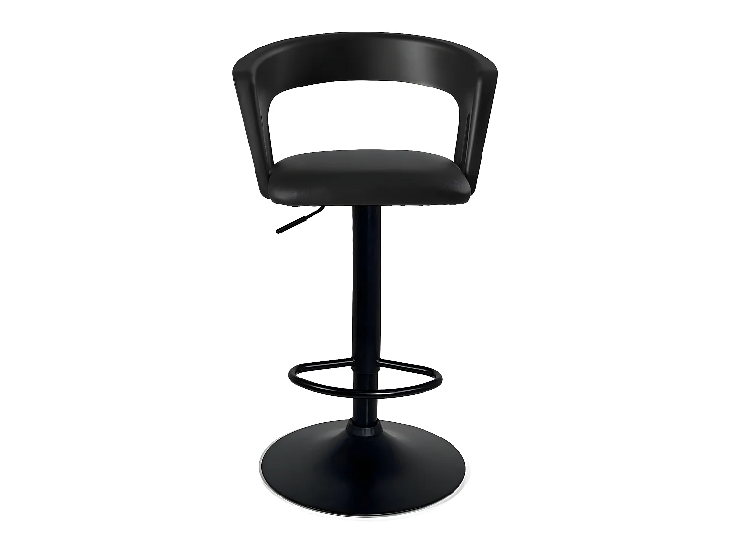 Lot 2 tabourets de bar dossier accoudoir coussin simili pivotant hauteur réglable AYO (noir intégral)