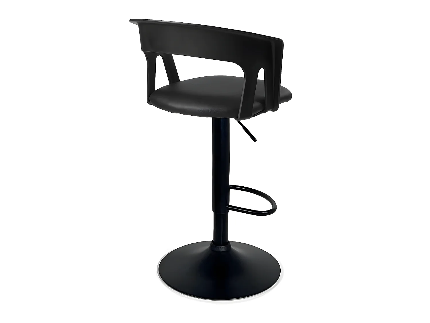 Lot 2 tabourets de bar dossier accoudoir coussin simili pivotant hauteur réglable AYO (noir intégral)