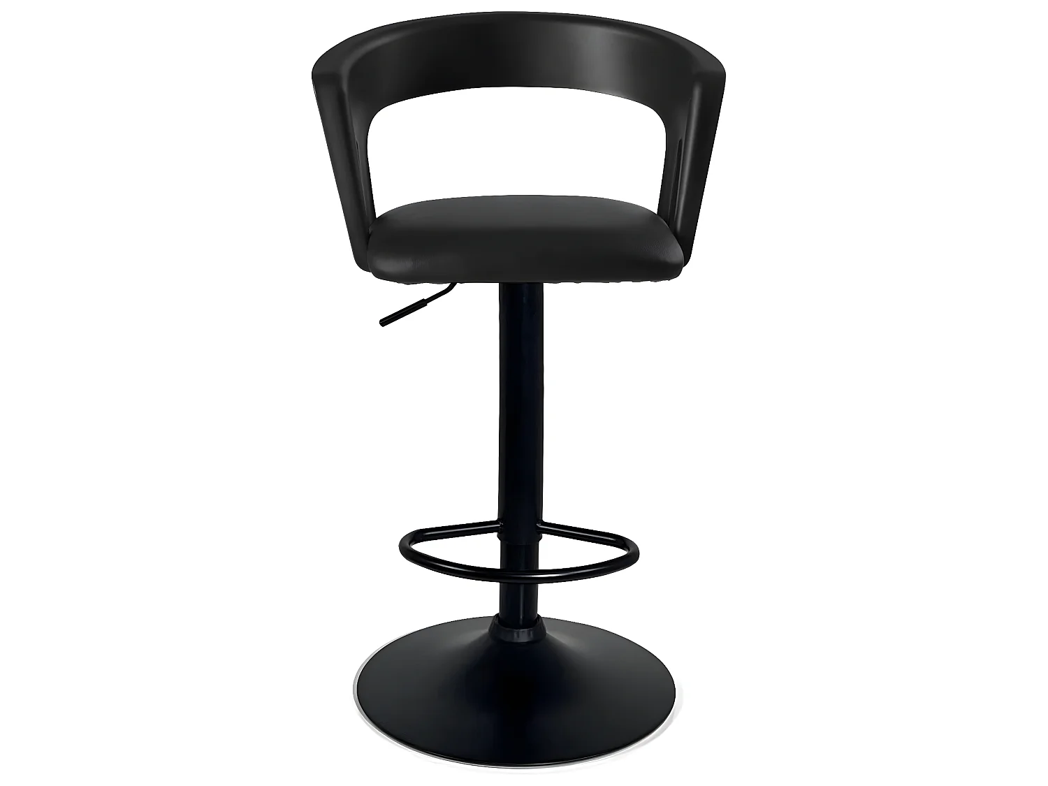 Lot 2 tabourets de bar dossier accoudoir coussin simili pivotant hauteur réglable AYO (noir intégral)