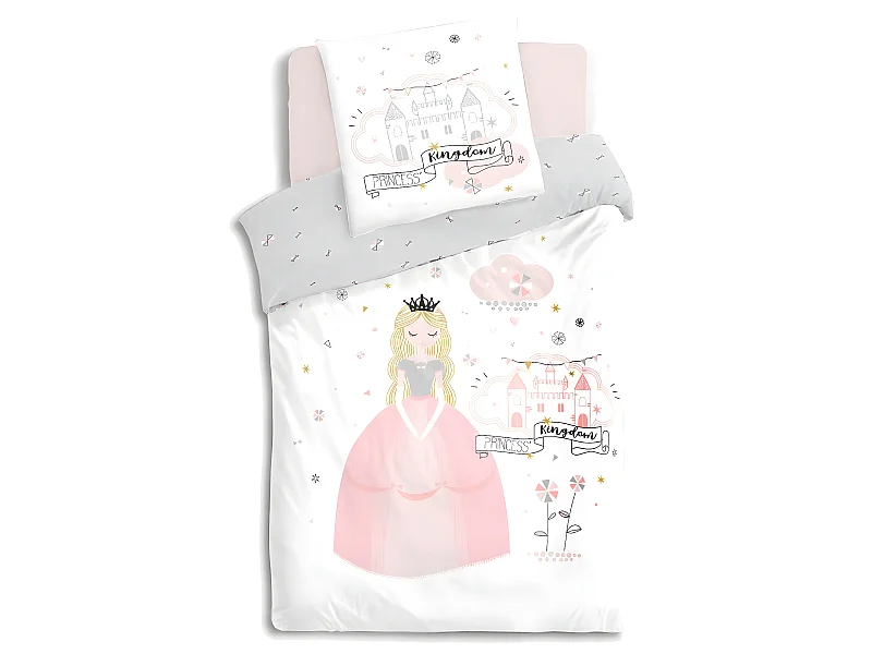 Parure de lit Princesse 140 x 200 cm Housse de couette en Coton avec sa taie