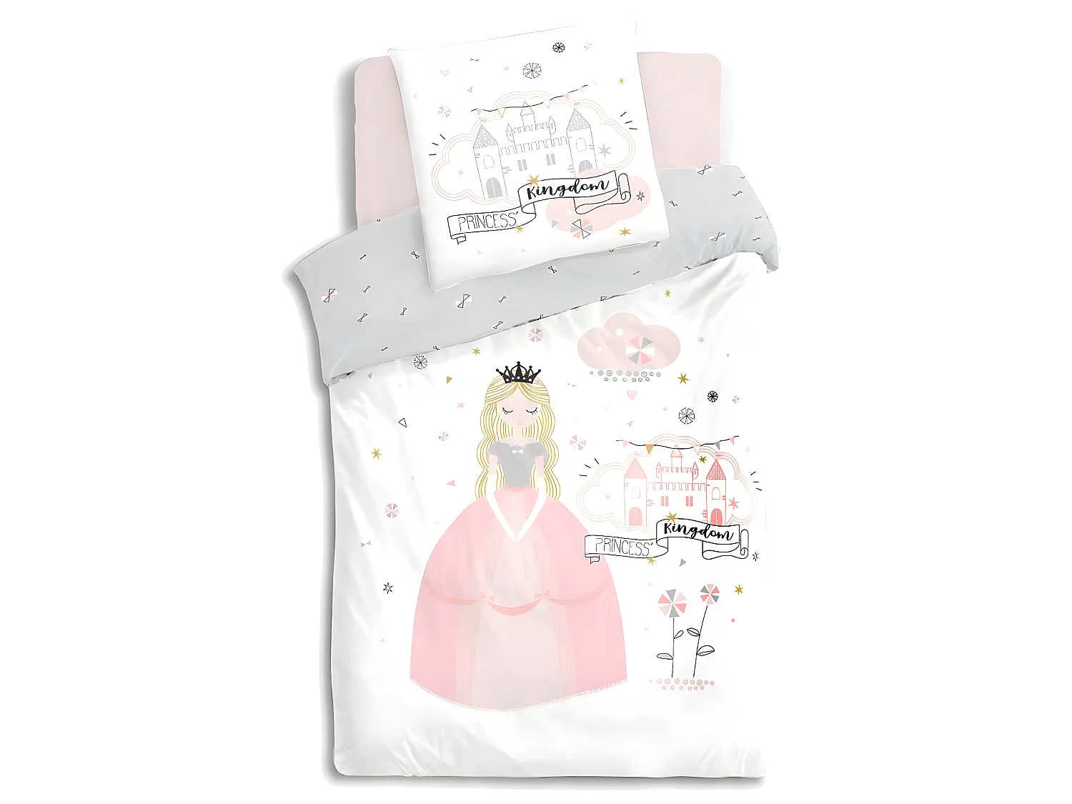 Parure de lit Princesse 140 x 200 cm Housse de couette en Coton avec sa taie