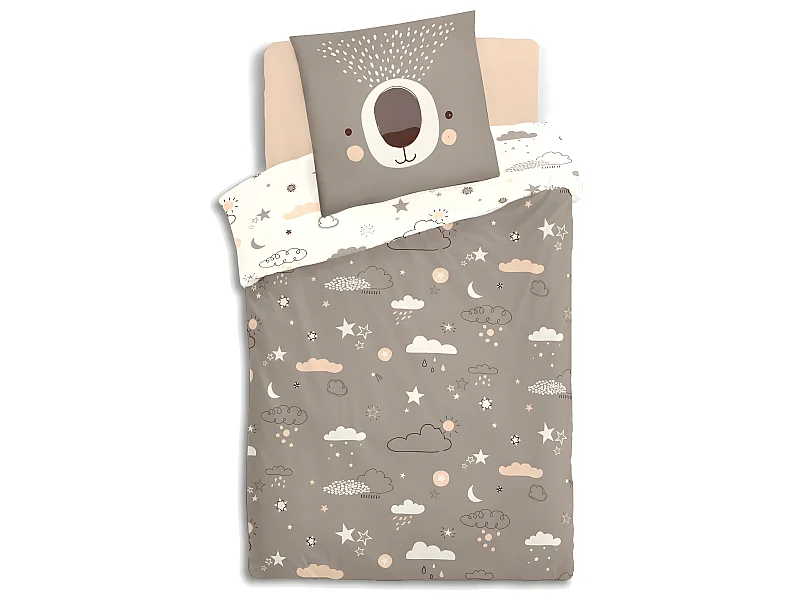 Parure de lit Ours 140 x 200 cm Housse de couette en Coton avec sa taie