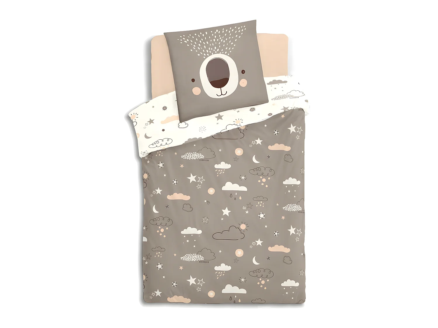 Capa de edredão para criança em algodão bege 90x190cm