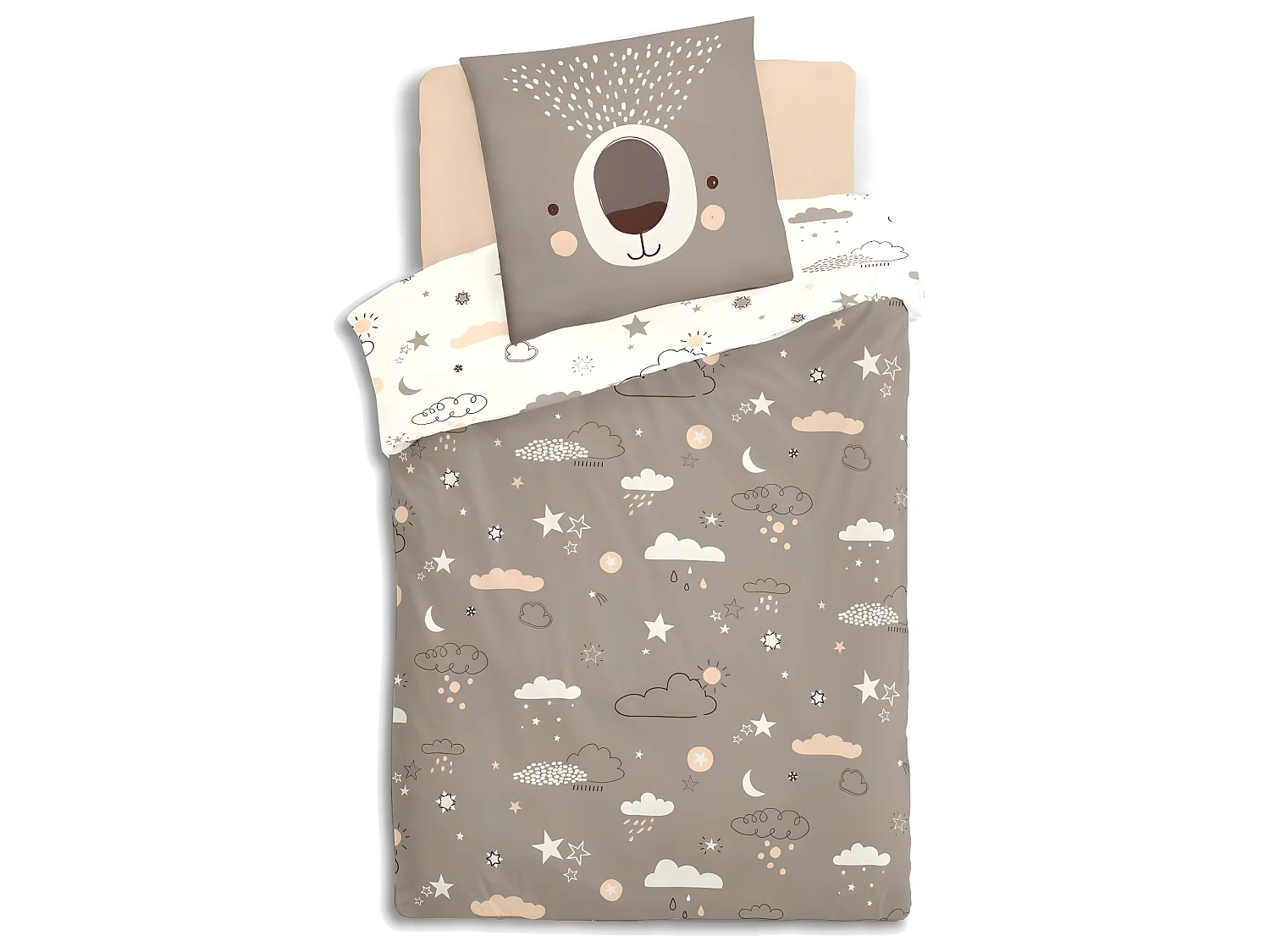 Parure de lit Ours 140 x 200 cm Housse de couette en Coton avec sa taie