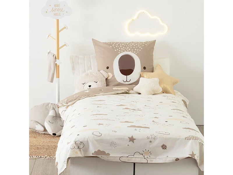 Parure de lit Ours 140 x 200 cm Housse de couette en Coton avec sa taie