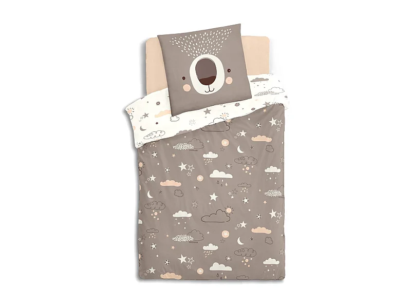 Parure per bambini cotone beige 90x190cm