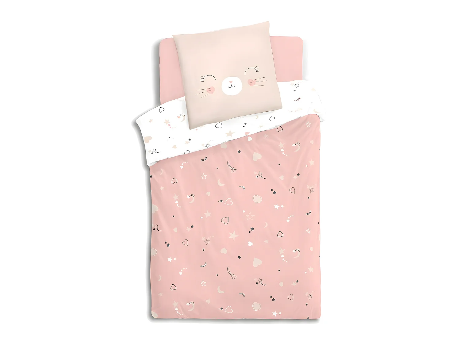 Parure de lit Chat 140 x 200 cm Housse de couette en Coton avec sa taie