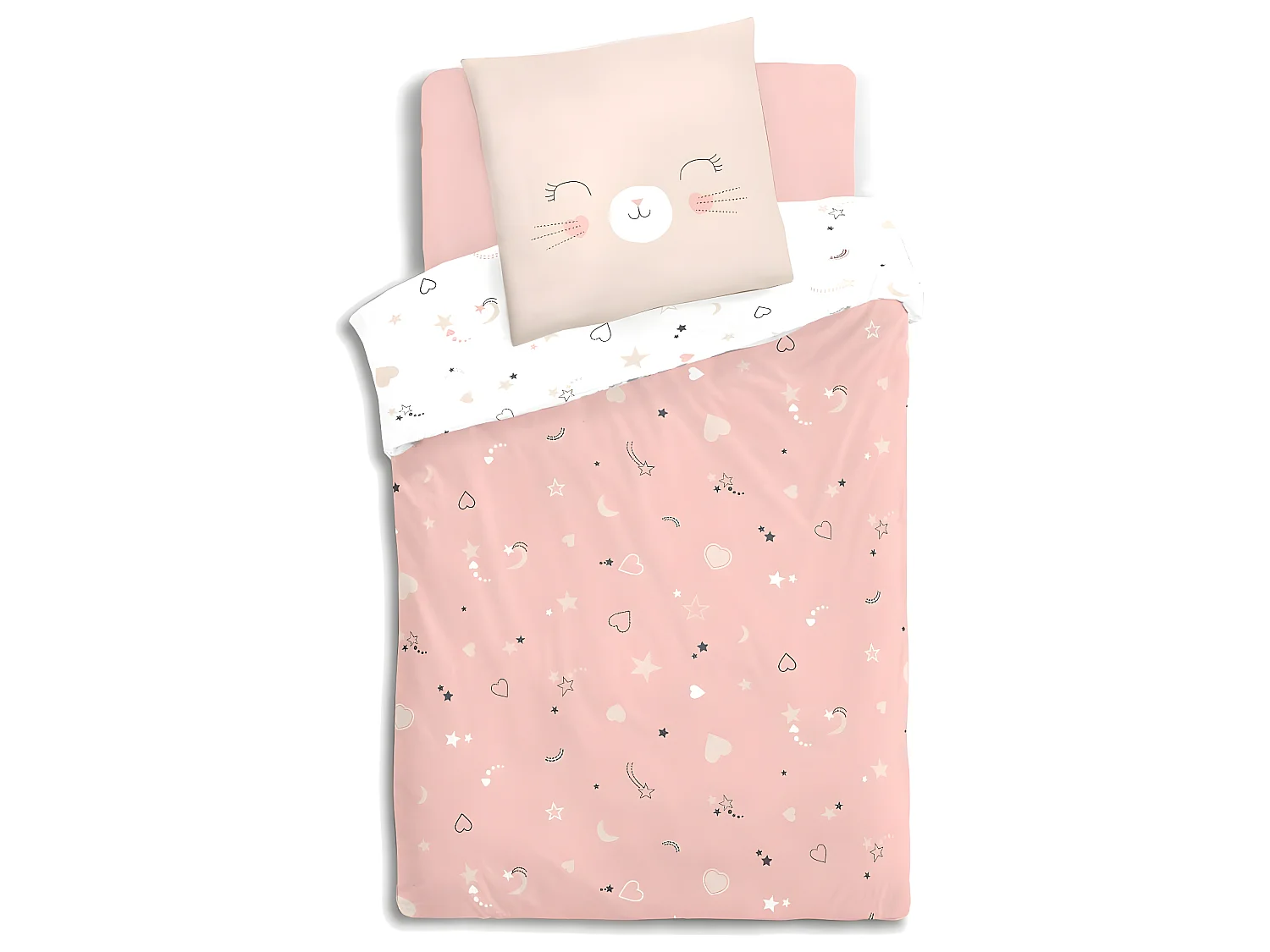 Parure de lit Chat 140 x 200 cm Housse de couette en Coton avec sa taie