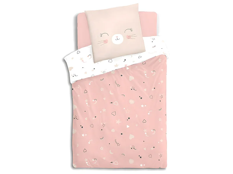 Parure de lit Chat 140 x 200 cm Housse de couette en Coton avec sa taie