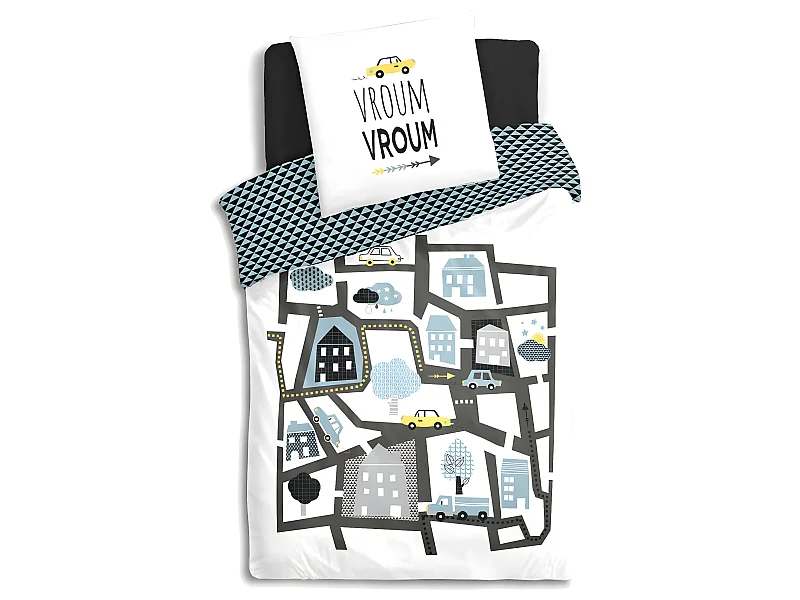 Parure de lit Route 140 x 200 cm Housse de couette en Coton avec sa taie