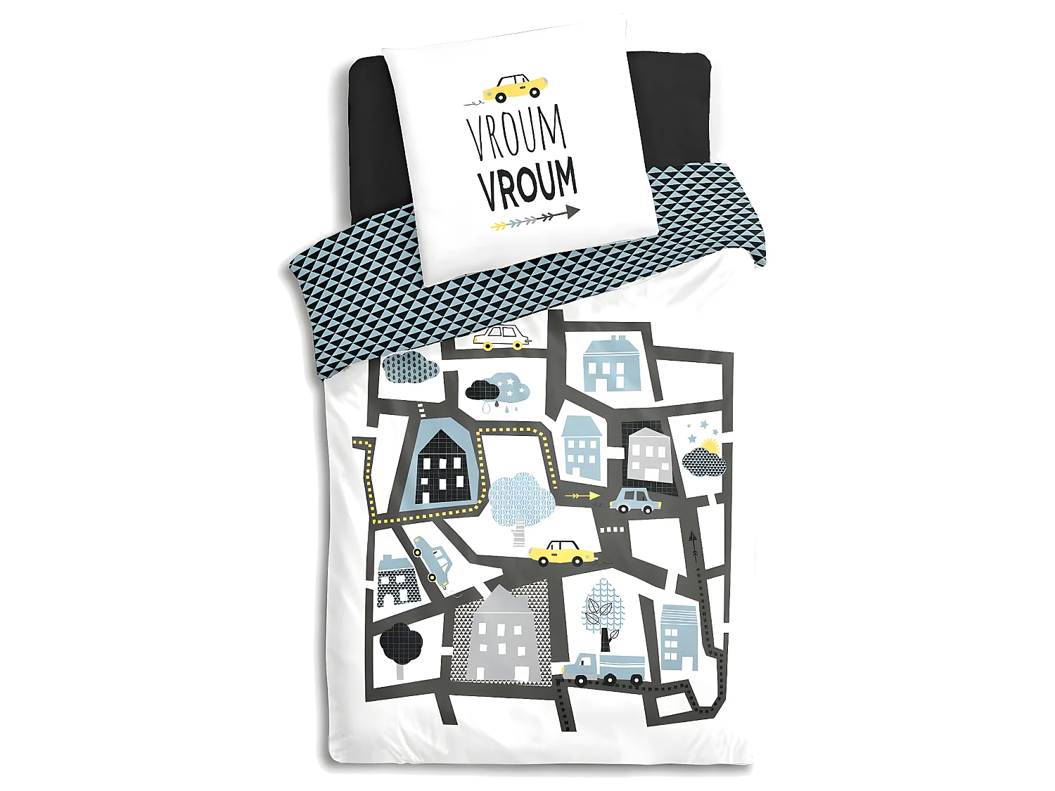 Parure de lit Route 140 x 200 cm Housse de couette en Coton avec sa taie