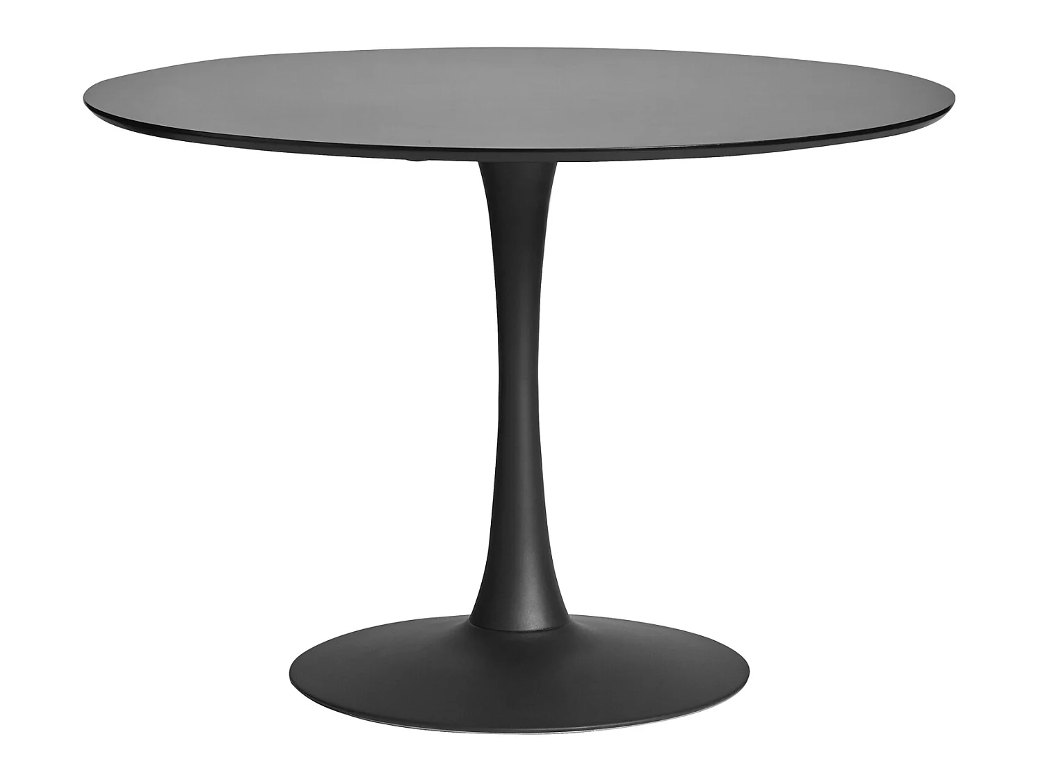 Table à manger ronde en MDF avec armature en métal laqué noir - Diamètre 110 x Hauteur 75 cm