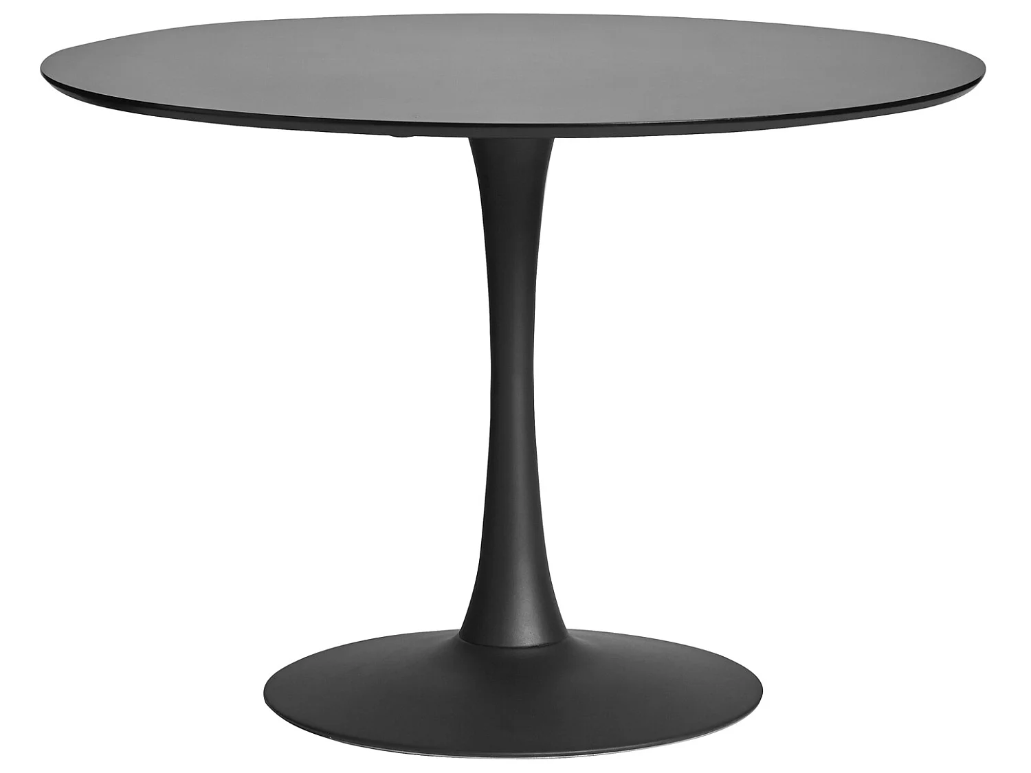 Table à manger ronde en MDF avec armature en métal laqué noir - Diamètre 110 x Hauteur 75 cm