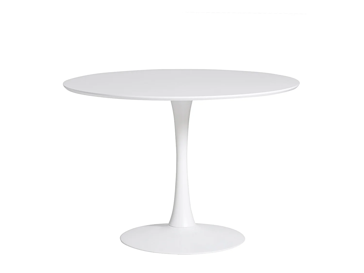 Table à manger ronde en MDF avec armature en métal laqué blanc - Diamètre 110 x Hauteur 75 cm