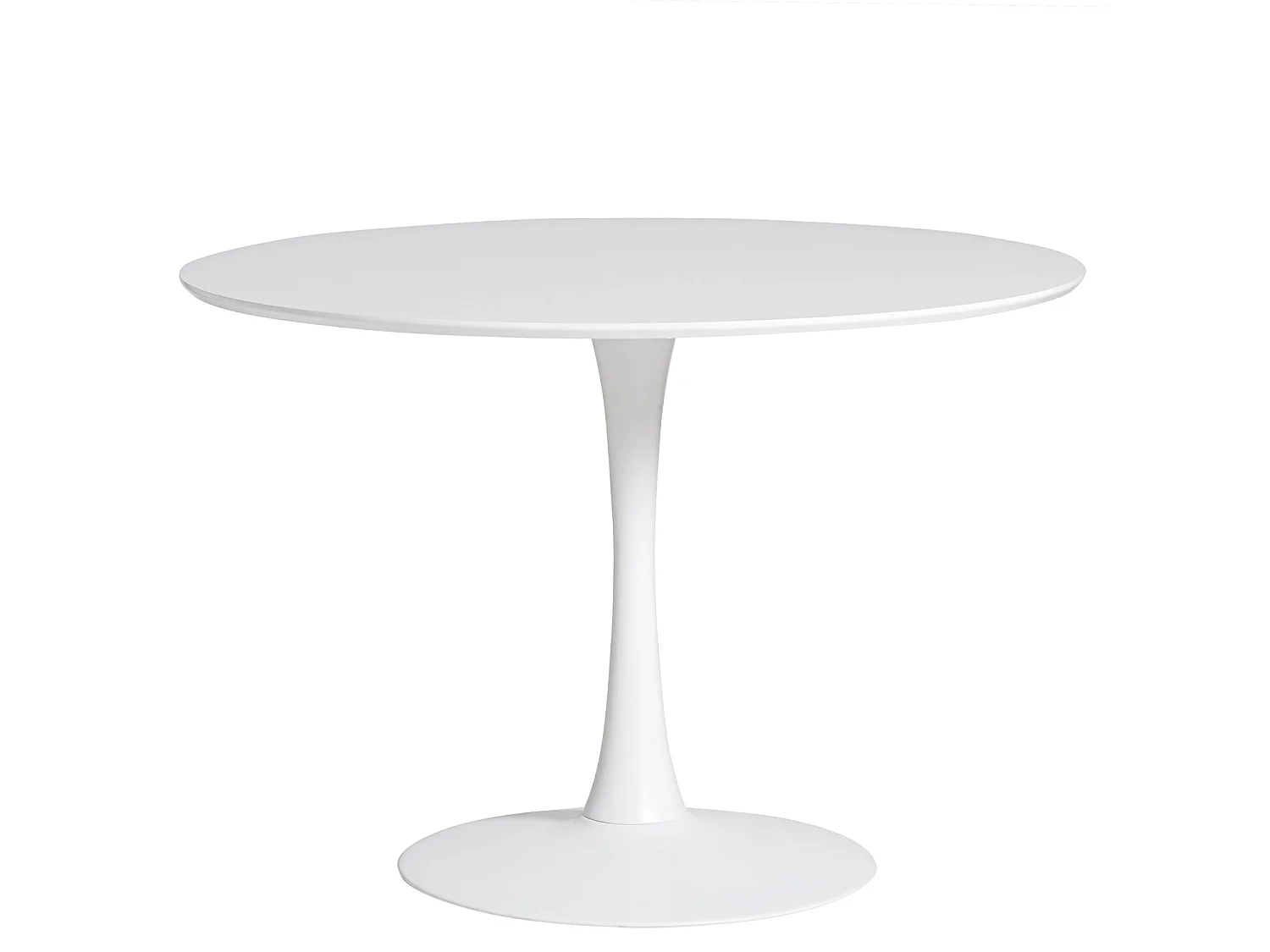Table à manger ronde en MDF avec armature en métal laqué blanc - Diamètre 110 x Hauteur 75 cm