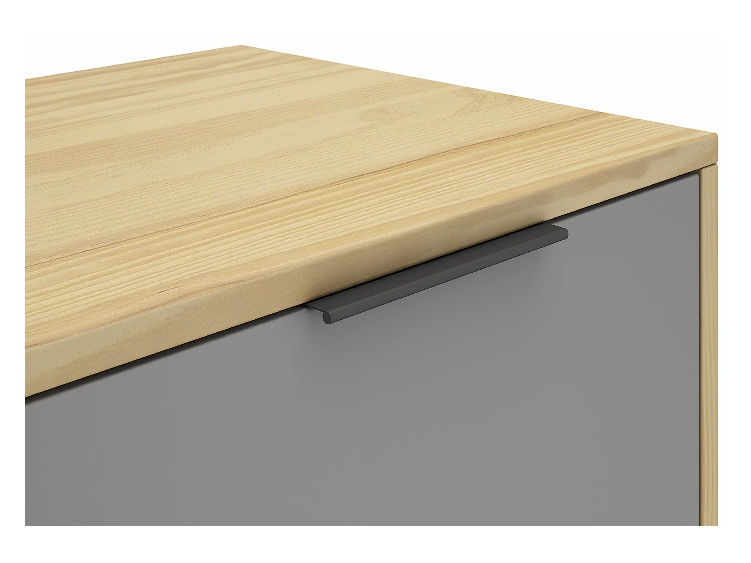 Meuble TV en pin massif chêne blanc et gris, meuble de rangement - Longueur 140 x Profondeur 40 x Hauteur 52 cm