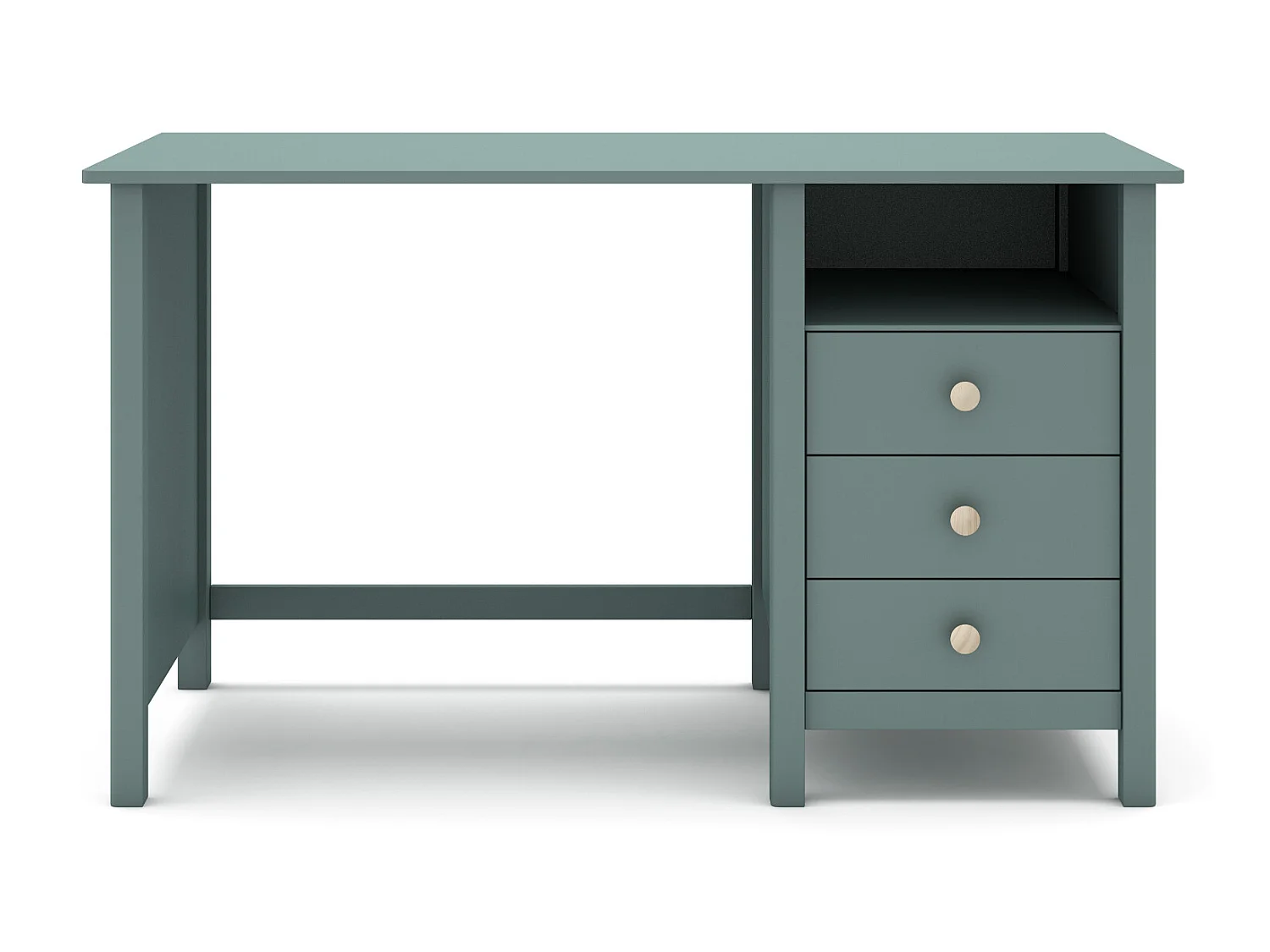 Meuble de bureau, table de bureau avec 3 tiroirs coloris vert pétrole - Longueur 120 x Profondeur 54 x Hauteur 74 cm