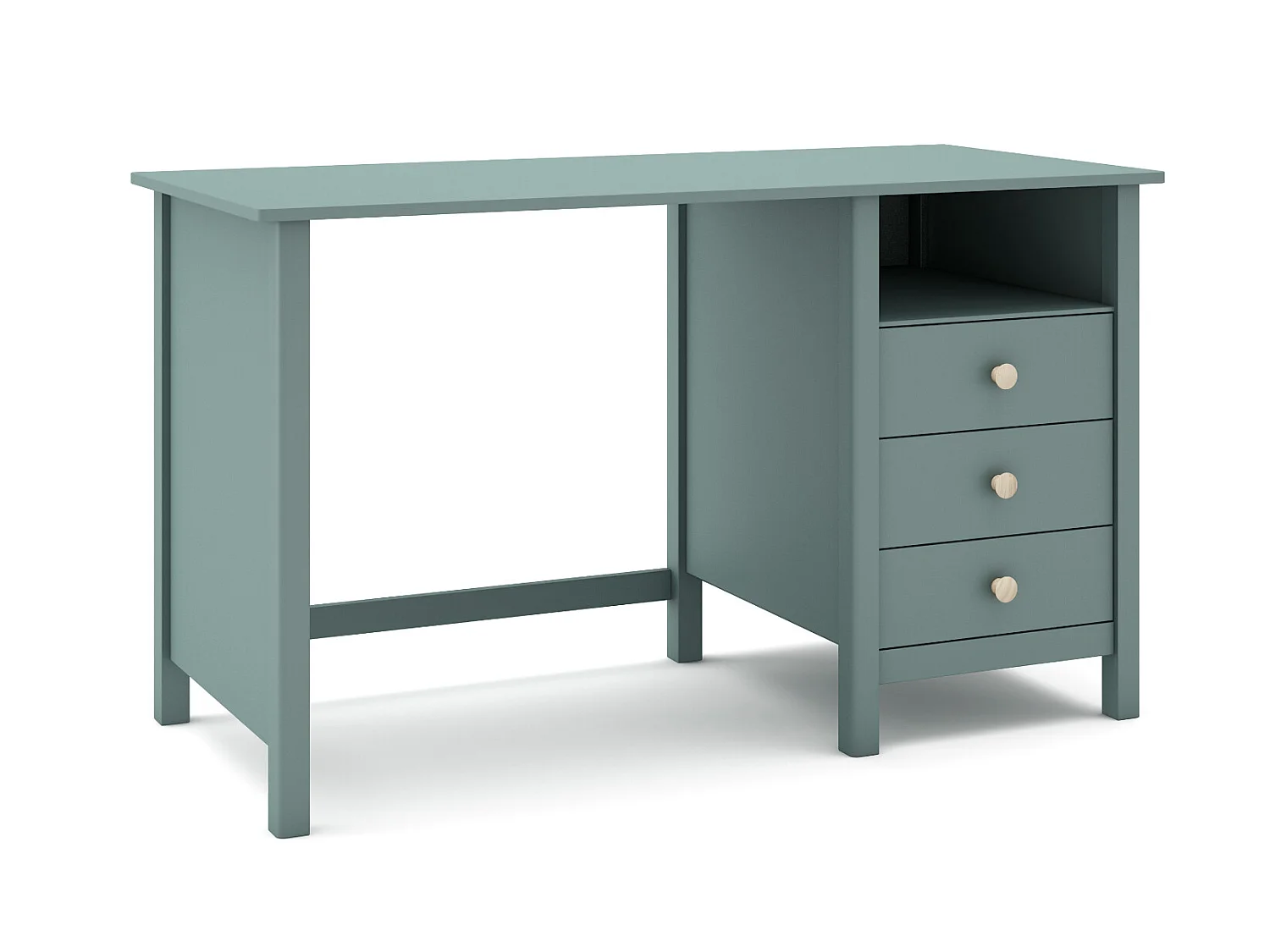 Meuble de bureau, table de bureau avec 3 tiroirs coloris vert pétrole - Longueur 120 x Profondeur 54 x Hauteur 74 cm
