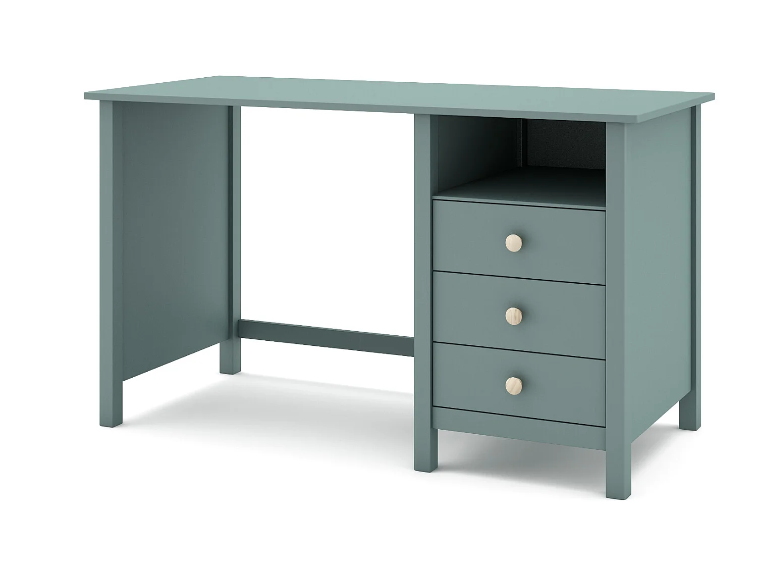 Meuble de bureau, table de bureau avec 3 tiroirs coloris vert pétrole - Longueur 120 x Profondeur 54 x Hauteur 74 cm