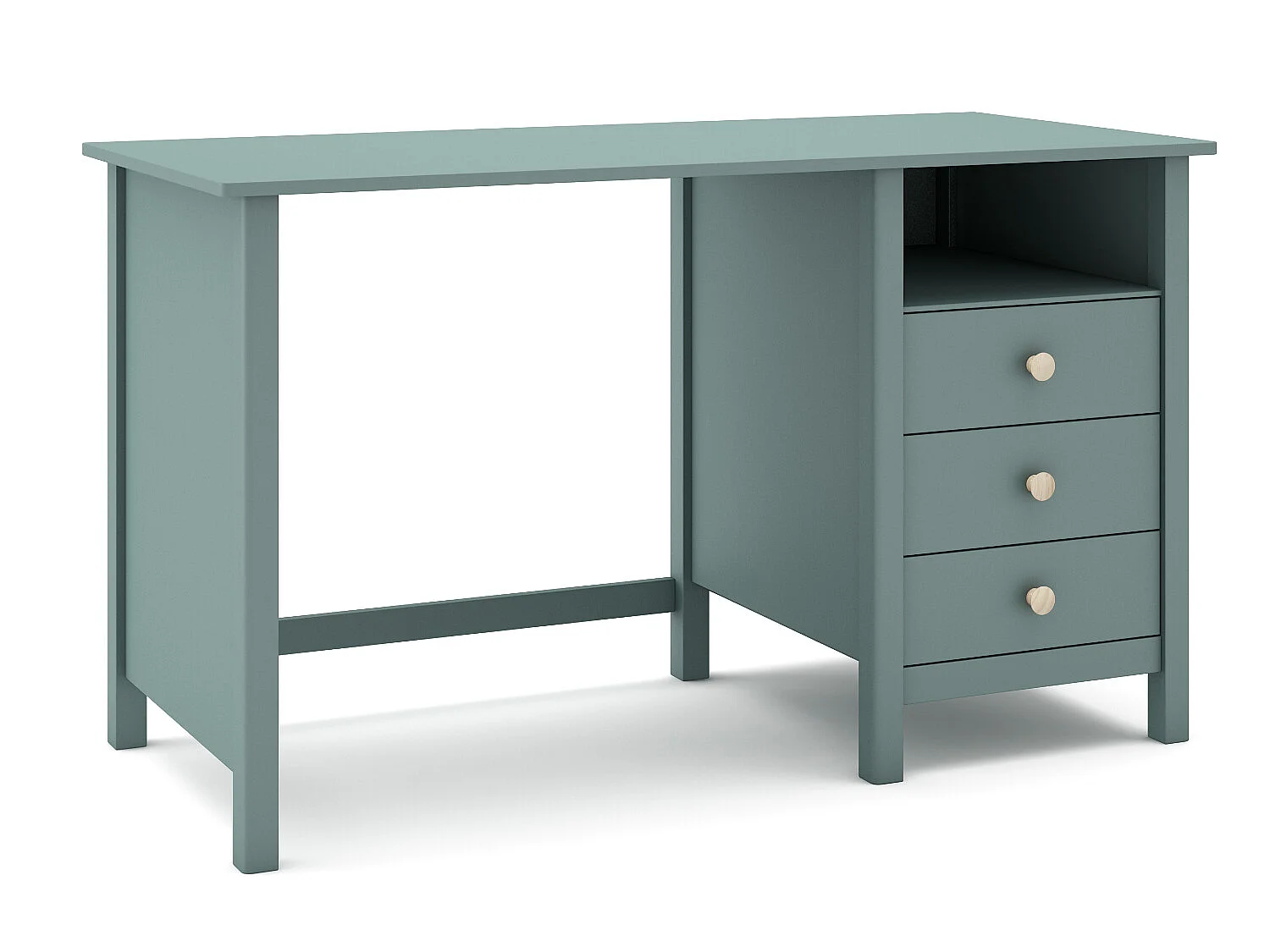 Meuble de bureau, table de bureau avec 3 tiroirs coloris vert pétrole - Longueur 120 x Profondeur 54 x Hauteur 74 cm
