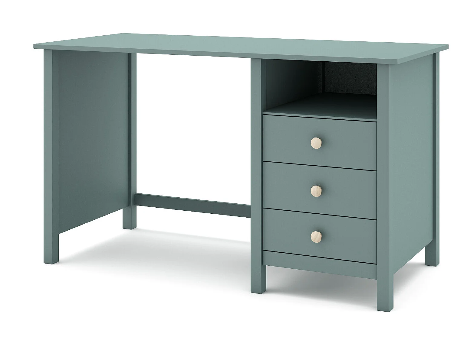 Meuble de bureau, table de bureau avec 3 tiroirs coloris vert pétrole - Longueur 120 x Profondeur 54 x Hauteur 74 cm