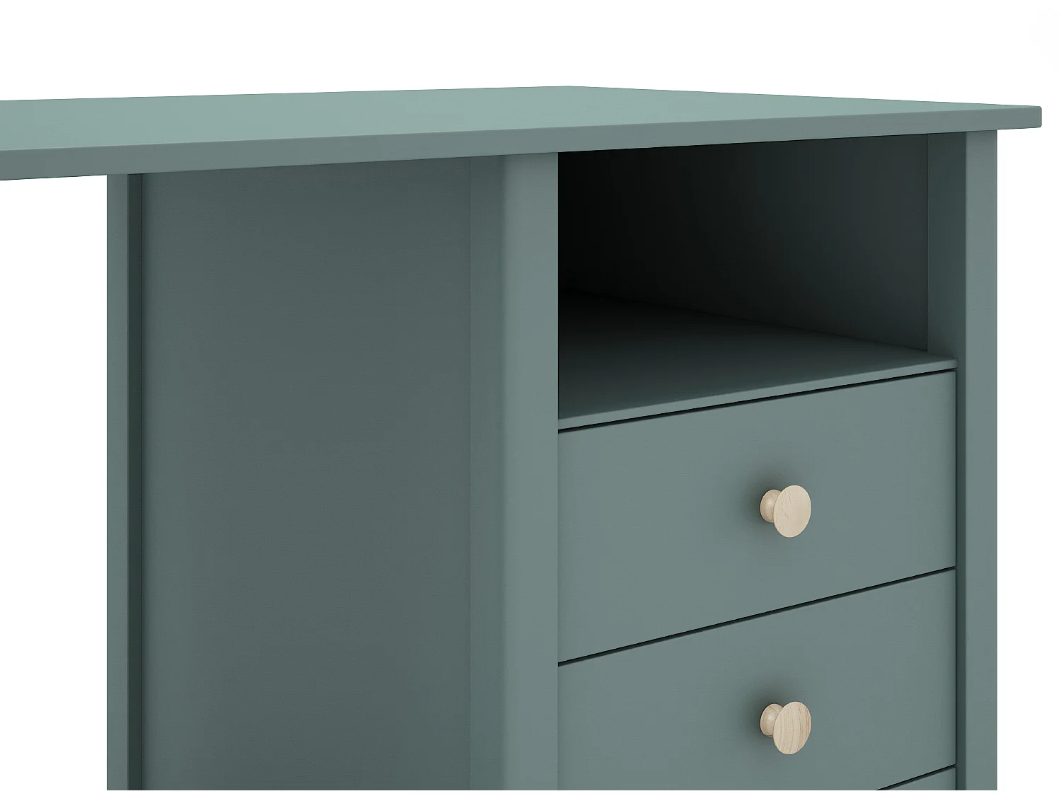 Meuble de bureau, table de bureau avec 3 tiroirs coloris vert pétrole - Longueur 120 x Profondeur 54 x Hauteur 74 cm
