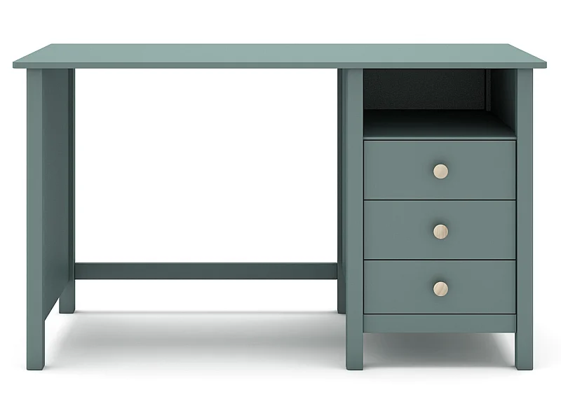 Meuble de bureau, table de bureau avec 3 tiroirs coloris vert pétrole - Longueur 120 x Profondeur 54 x Hauteur 74 cm