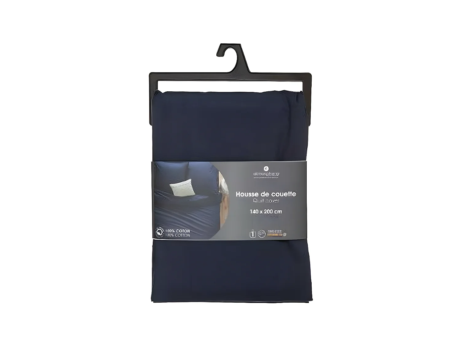 Housse de couette 1 Personne en Coton Bleu encre 140 x 200 cm