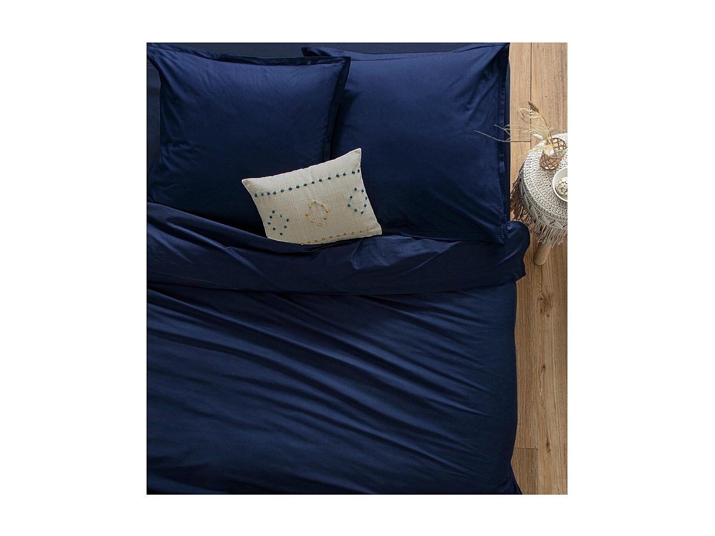 Housse de couette 1 Personne en Coton Bleu encre 140 x 200 cm