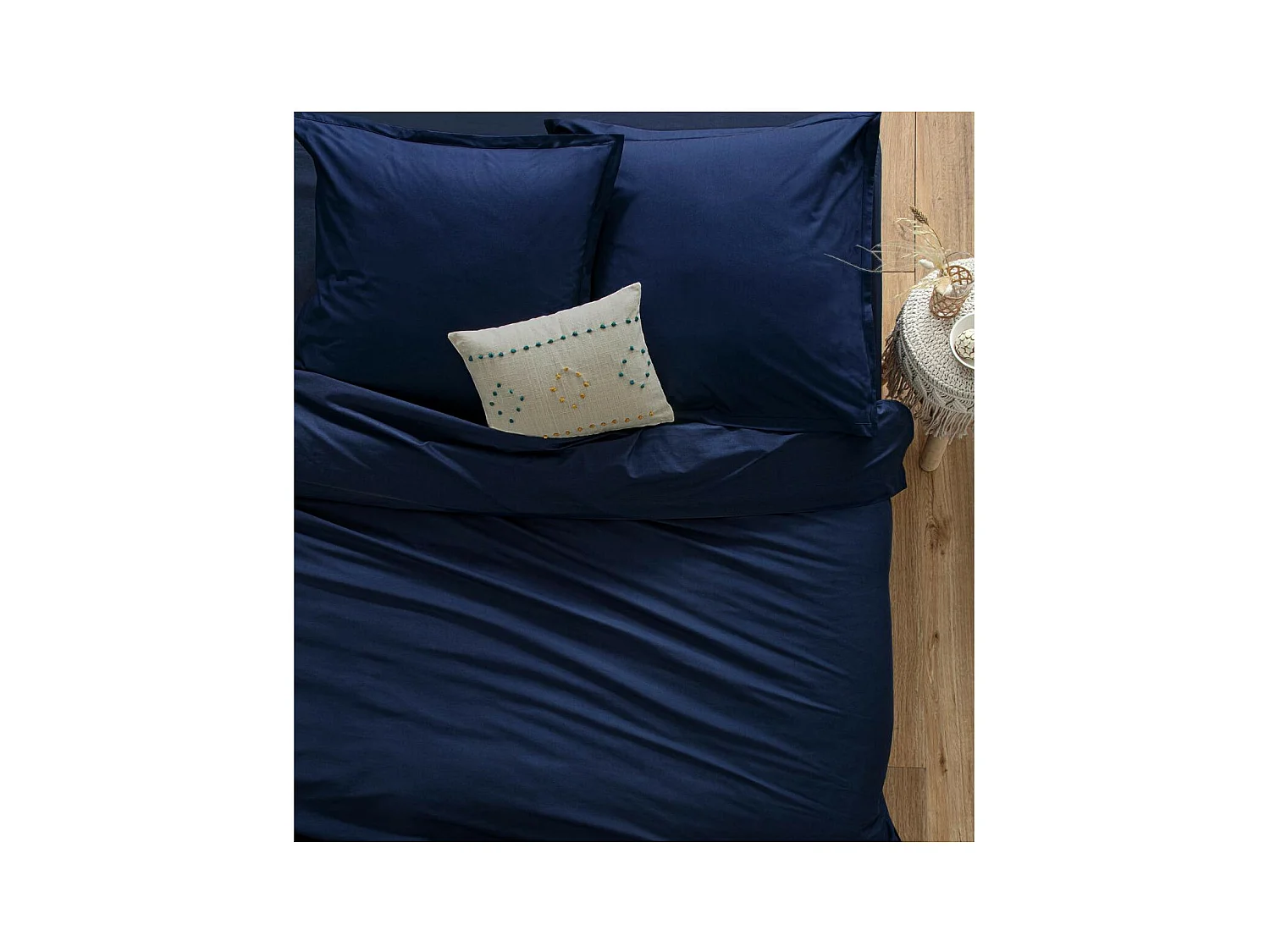 Housse de couette 2 Personnes en Coton Gris Bleu encre 240 x 220 cm