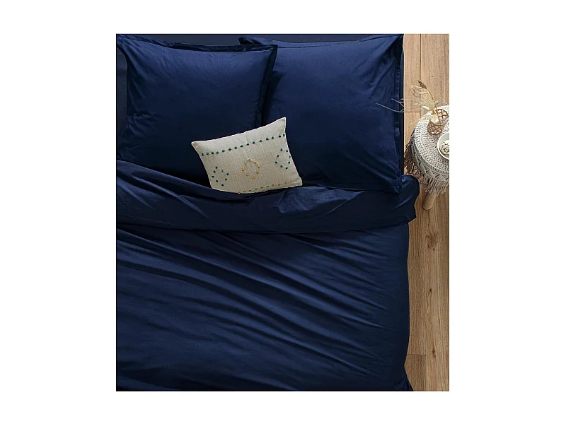 Housse de couette 2 Personnes en Coton Gris Bleu encre 240 x 220 cm