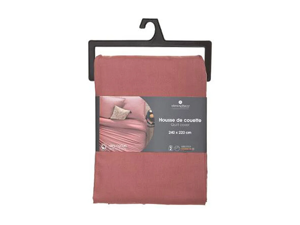Housse de couette 2 Personnes en Coton Rose blush 240 x 220 cm