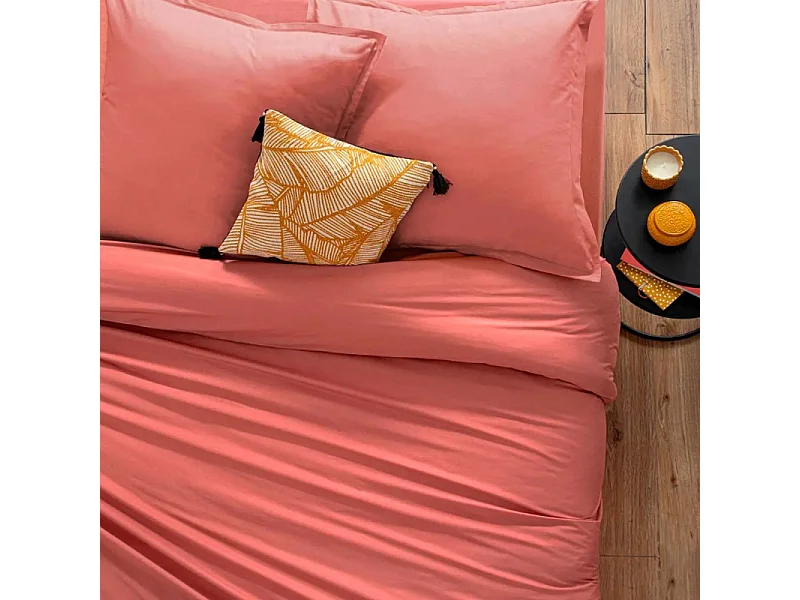 Housse de couette 1 Personne en Coton Rose blush 140 x 200 cm