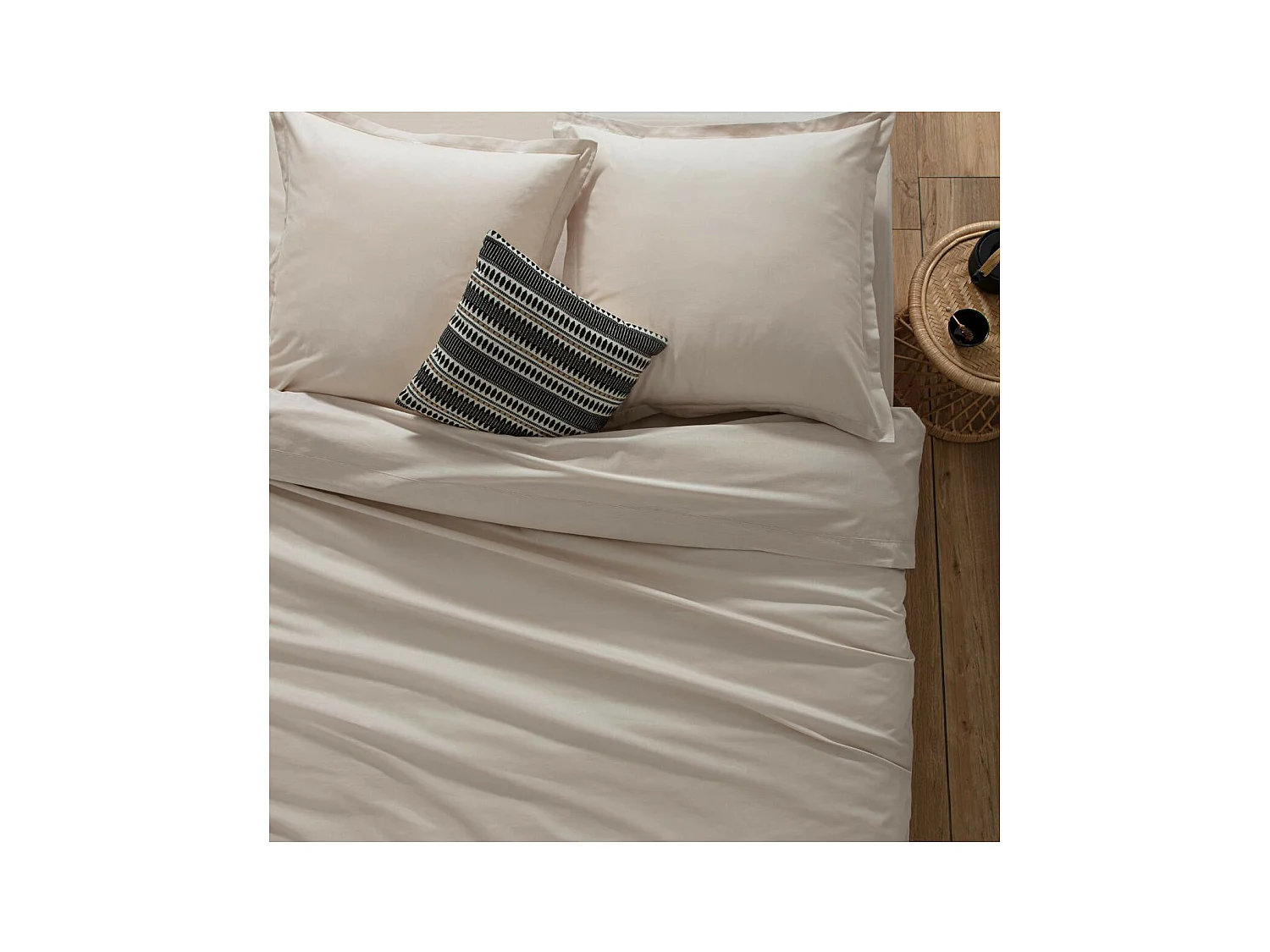 Housse de couette 2 Personnes en Coton Beige lin 240 x 220 cm