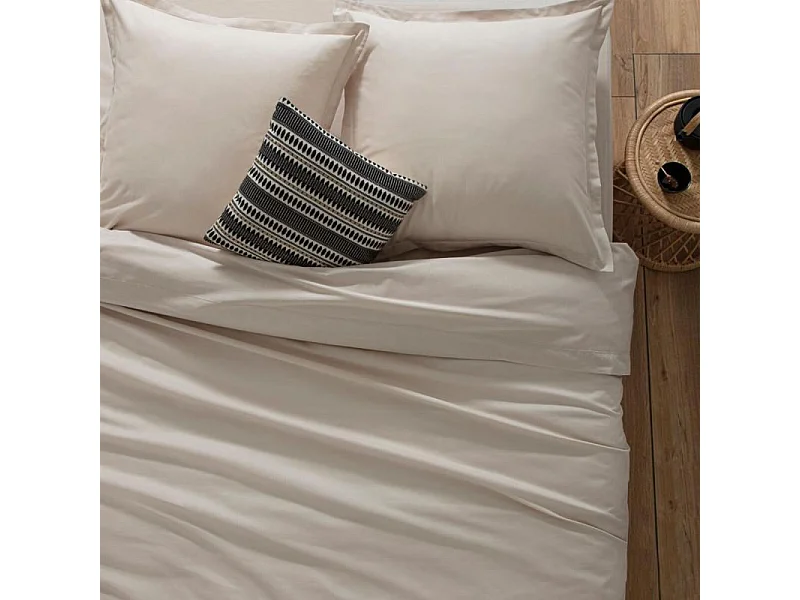 Housse de couette 2 Personnes en Coton Beige lin 240 x 220 cm