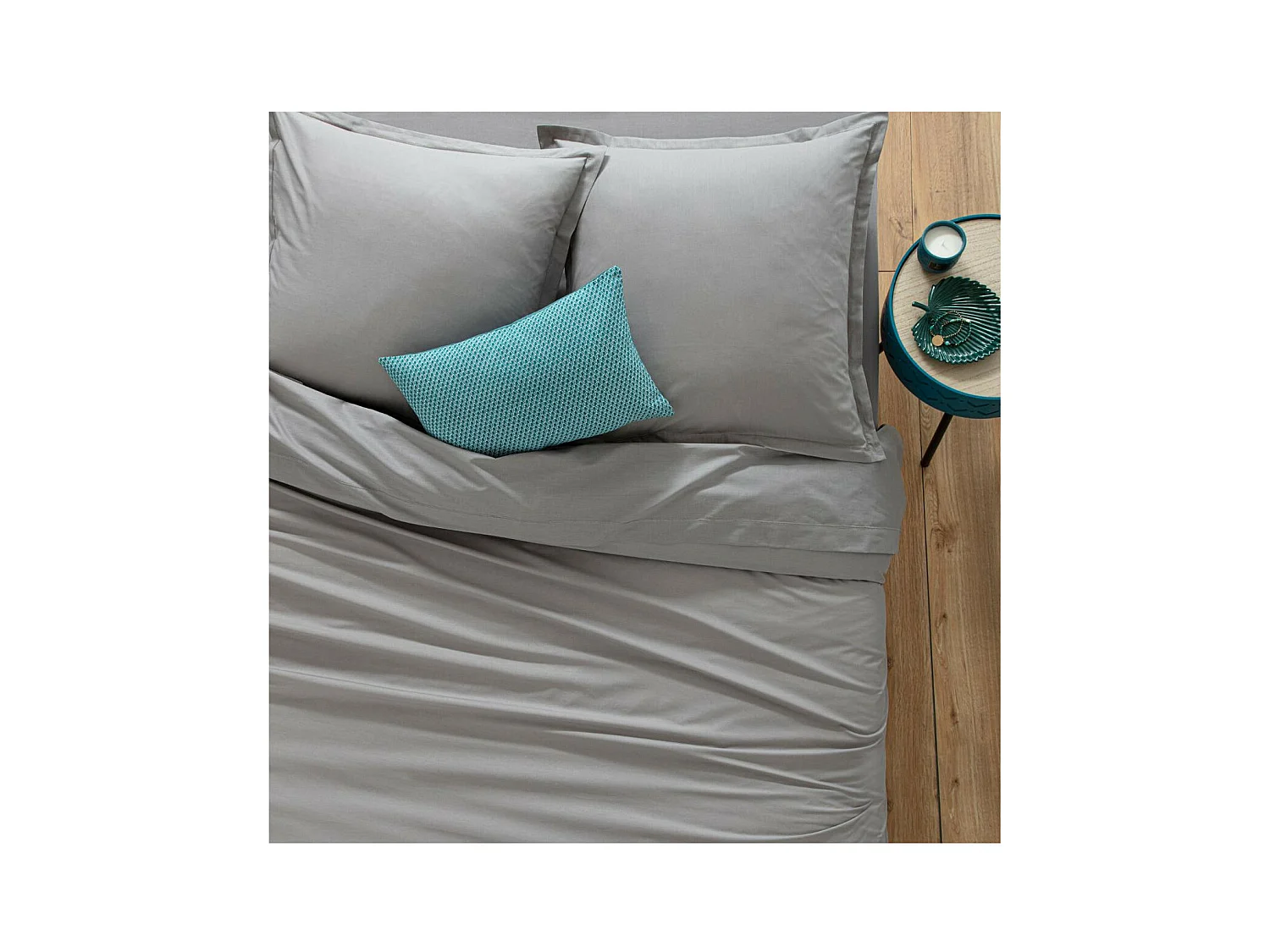 Housse de couette 1 Personne en Coton Gris souris 140 x 200 cm