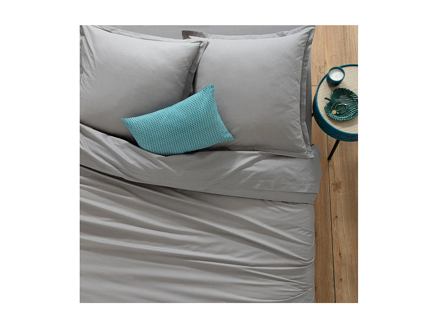 Housse de couette 2 Personnes en Coton Gris souris 240 x 220 cm