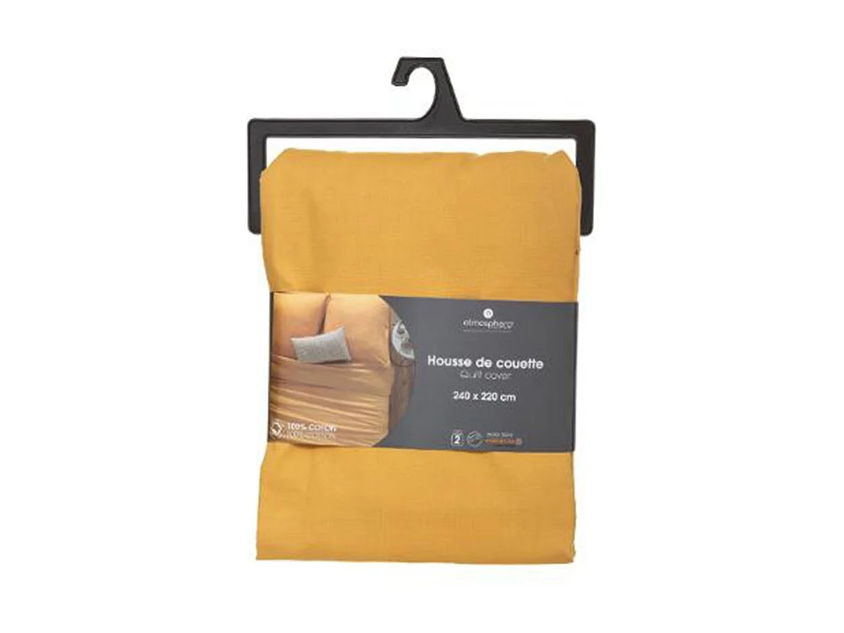 Housse de couette 2 Personnes en Coton Ocre 240 x 220 cm