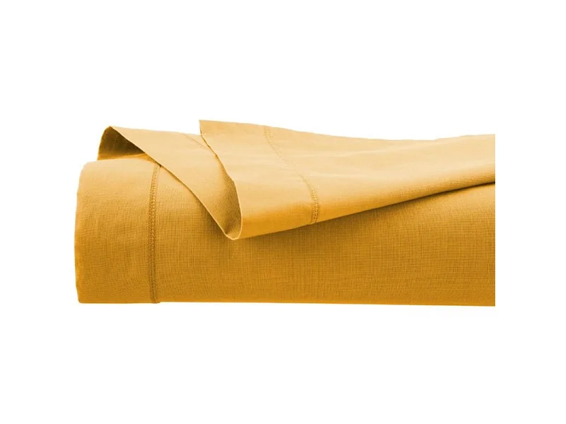 Drap plat 1 Personne en Coton Jaune ocre 180 x 290 cm