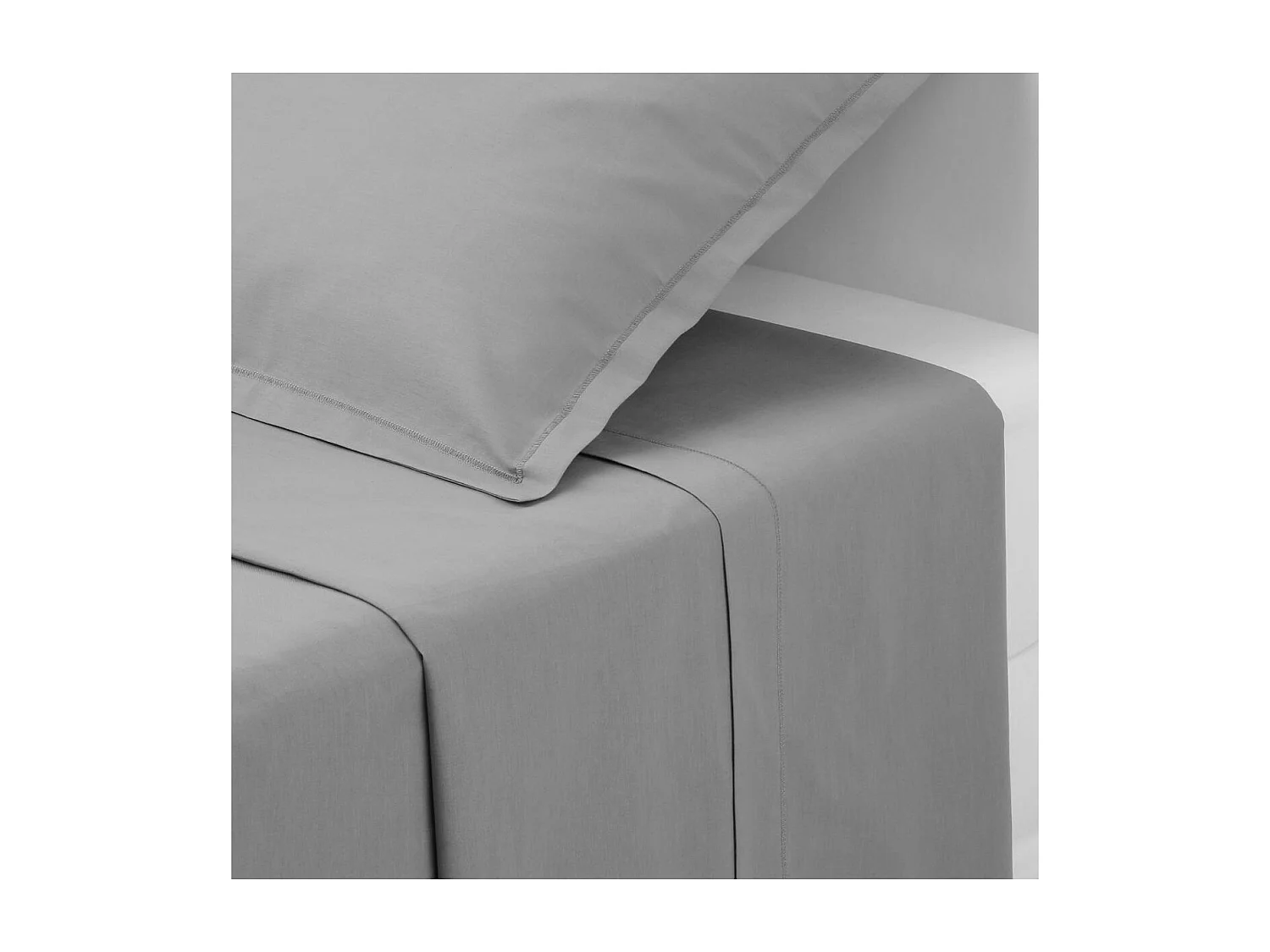 Drap plat 2 Personnes en Coton Gris 240 x 290 cm